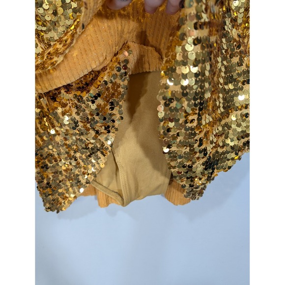 Balera Gold Sequin Mesh Mock Neck Long Sleeve Dance Costume Dress MA - Picture 7 of 10